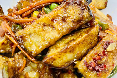 Вега лапша с баклажанами