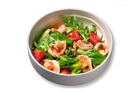 Зеленый салат с креветками