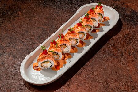 Филадельфия с хрустящей креветкой и лососем