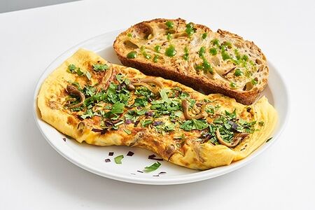 Омлет с копчен. сулугуни и вешенкой