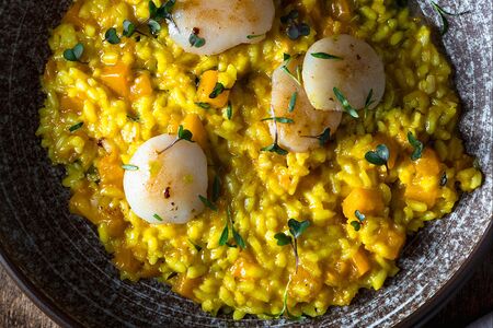 Ризотто с гребешком и тыквой