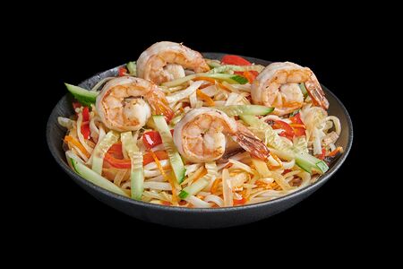 Wok удон с креветкой