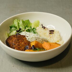 Грибные котлеты с запечённым бататом