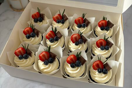 Капкейки с ягодами и шоколадкой