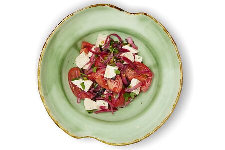 Розовые томаты с сыром чанах