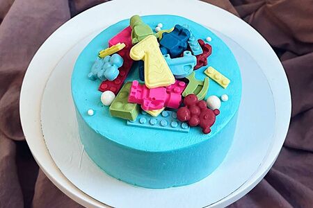 Детский торт №3 с Лего на годик Ваниль-клубника