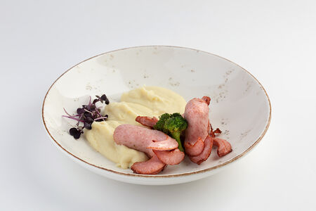 Сосиски осьминожки с пюре и брокколи 120/120/30