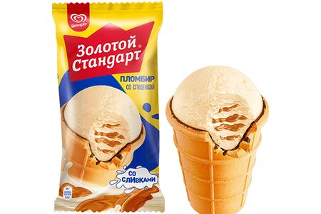 Мороженое Золотой стандарт Пломбир со сгущенкой