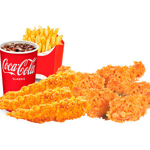 Крылья 5 шт. + Стрипс 3 шт. + Фри + Coca-Cola 0,5