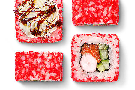 Ролл Унаги с лососем и креветкой