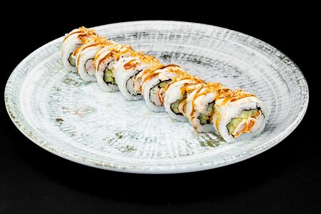 Тигровая креветка, сурими и имбирный соус