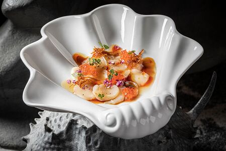 Карпаччо Гребешок, красная икра 