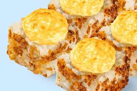 Запечённый с жареным лососем