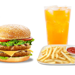 Double Чикен чизбургер + фри + напиток на выбор 0,5