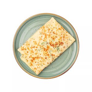 Блин с сыром, зеленью, курицей и грибами в сливках