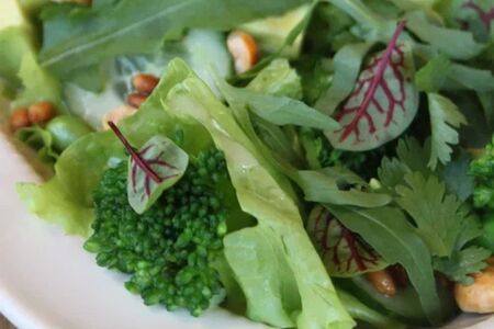 Зеленый салат с авокадо и кедровым орехом