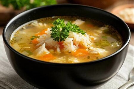 Уха из форели с рисом