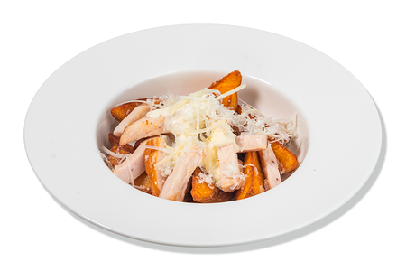 Картофельные дольки c курицей