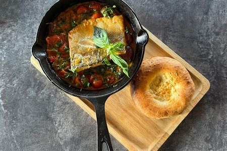 Я - Филе судака с оливками каламата, томатами черри