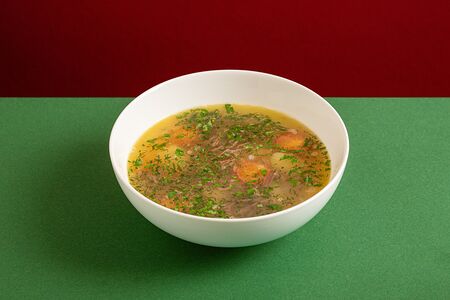 Суп с чечевицей и рваным мясом