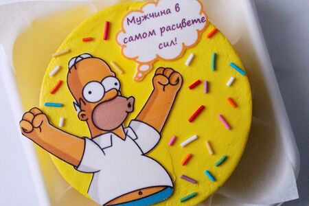 Бенто-торт на день рождения и праздник мужчине желтый 