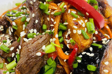 Баклажаны с говядиной и картофелем