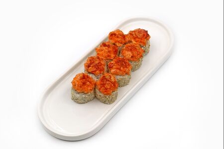 Запеченный ролл с лососем 