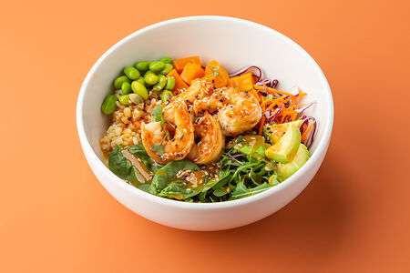 Боул с креветками и булгуром