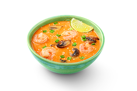 Суп Том ям с креветками с рисом