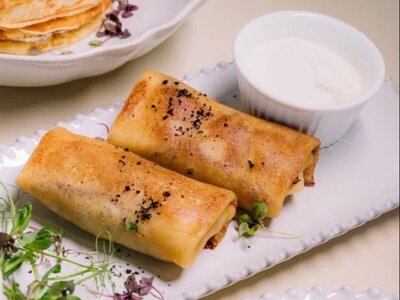 Блинчики с курицей и грибами