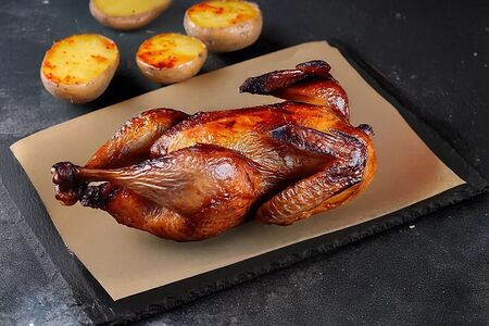 Перепёлка с картошкой на углях