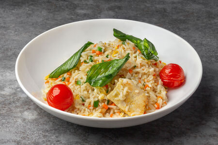 Рис с яйцом и курицей