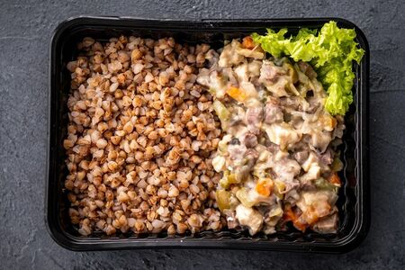 Гречка и солянка мясная с грибами