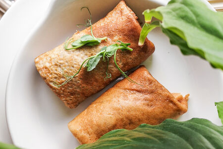 Блины ржаные с лососем