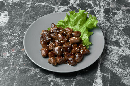 Куриные сердечки в соусе терияки