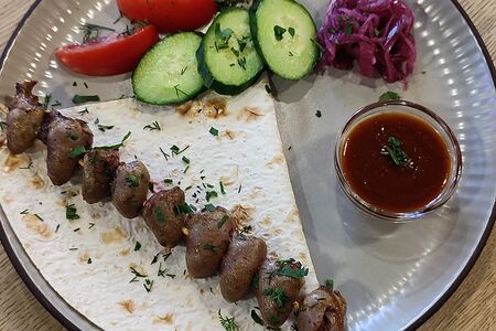 Шашлык из куриных сердечек