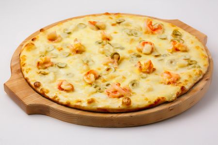 Пицца с тигровыми креветками