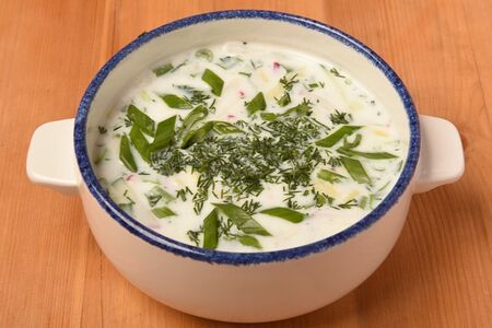 Окрошка на кефире с говядиной