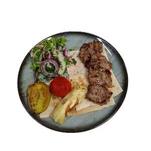 Шашлык Королевский из телятины с овощами микс