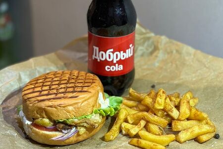Комбо: бургер, фри и Добрый Кола
