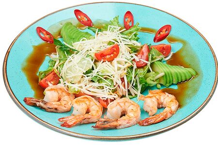 Салат с креветками и авокадо