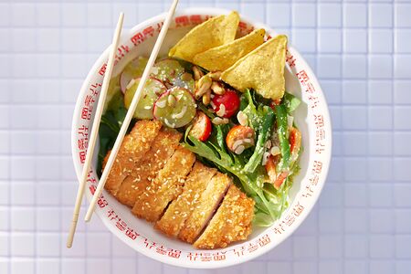 Стейк салат с курицей 