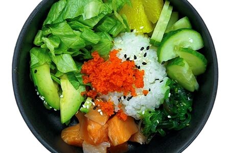 Поке с форелью и апельсинами