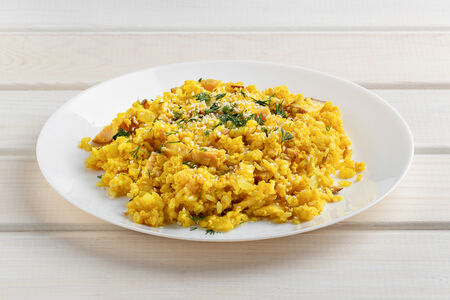 Вок Рис с яйцом и беконом