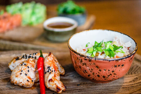 Куриное филе в кисло-сладком соусе с рисом басмати