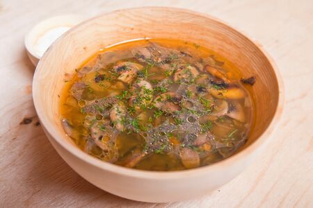 Грибной суп из шампиньонов, вешенок и белых грибов