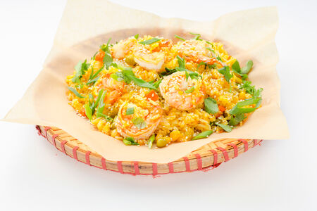 Вок с рисом и креветками