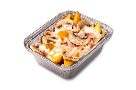 Картофeль с ветчиной и грибами