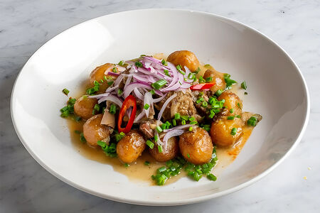 Ребра молодого барашка, томленные в казане с луковым взваром казан-кебаб