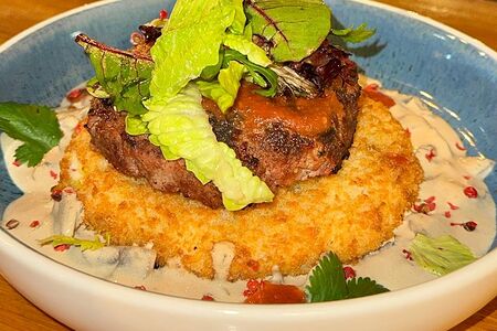 Большая котлета гриль с итальянским драником